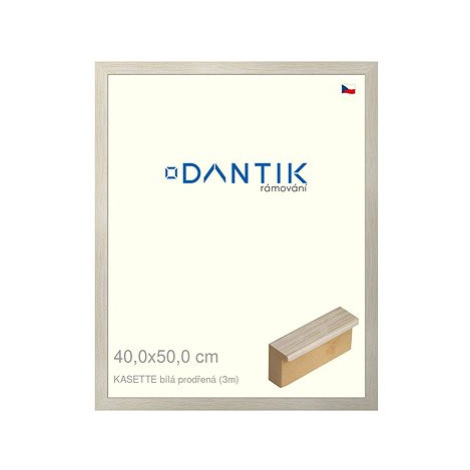 DANTIK rámeček 40 × 50, KASSETTE bílý prodřený sklo čiré