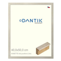 DANTIK rámeček 40 × 50, KASSETTE bílý prodřený sklo čiré