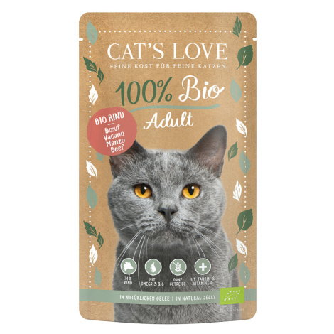 Cat's Love Bio 12 x 100 g – výhodné balení - hovězí