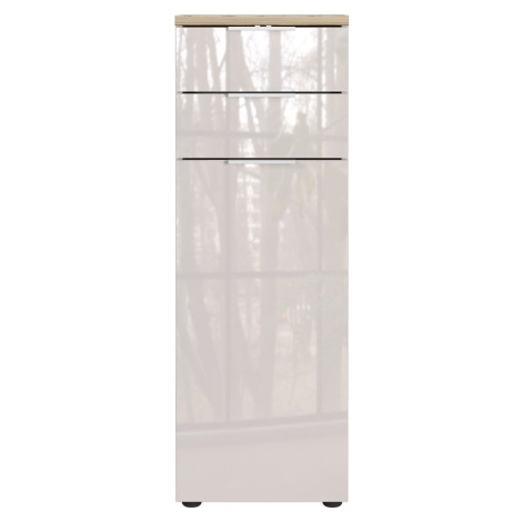 Krémová lesklá vysoká/úzká koupelnová skříňka 39x112 cm Tavira – Germania