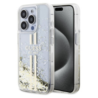 Guess PC/TPU Liquid Glitter Gold Stripe kryt iPhone 15 Pro čirý