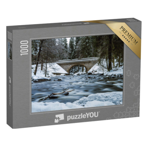 puzzle 1000 dílků „Kamenný most Zemská brána v zimě, Orlické hory, Česká republika“