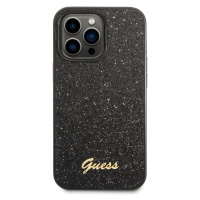 Zadní kryt Guess PC/TPU Glitter Flakes Metal Logo pro Apple iPhone 14 Pro, černá