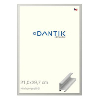 DANTIK rámeček 21 × 29,7, ALU profil 6001 Stříbrný matný sklo čiré