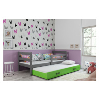 Dětská postel s výsuvnou postelí ERYK 190x80 cm Zelená Šedá