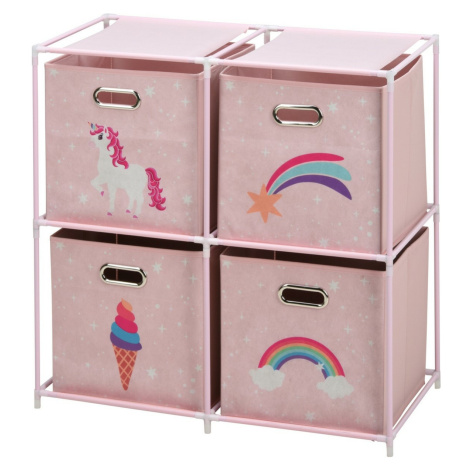 Storage Solutions Dětská skříňka se 4 úložnými boxy, 68 x 35 x 70 cm