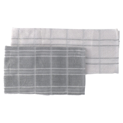 Set 2 kusy kuchyňských ručníků ANDREW světle šedá/bílá 100% bavlna 50x50 cm MyBestHome 2 kusy v 