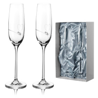 Diamante sklenice na šampaňské Romance s kamínky Swarovski v prémiovém saténovém balení 200ml 2K