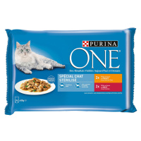 PURINA ONE výhodné balení 8 x 85 g - Sterilcat kuřecí a hovězí