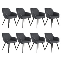 tectake 404089 8x židle marilyn lněný vzhled - tmavě šedá-černá - tmavě šedá-černá