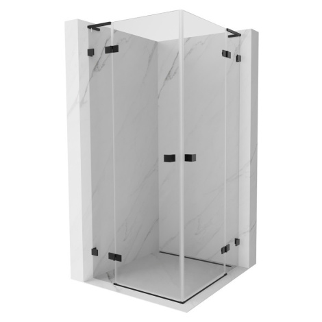 MEXEN/S Lunar L Duo sprchový kout dveře křídlové 80 x 80, transparent, černá 834L-080L-080P-70-0