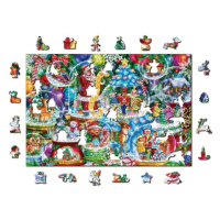 Wooden City Puzzle Vánoční sněžítka 2v1, dřevěné, 505 dílků