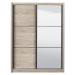 Šatní skříň s posuvnými dveřmi a zrcadlem debby 165 - dub šedý