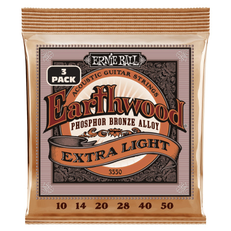Ernie Ball 3550 Earthwood Phosphor Bronze Extra Light 3 Pack