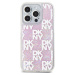 DKNY Liquid Glitter Checkered Pattern kryt iPhone 15 Pro růžový