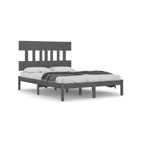 Rám postele šedý masivní dřevo 180 × 200 cm Super King, 3104755 SHUMEE