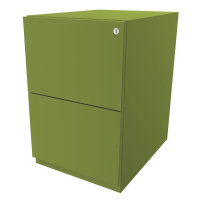 BISLEY Pojízdný kontejner Note™, se 2 kartotékami pro závěsné složky, v x š 645 x 420 mm, zelená