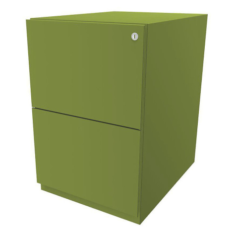 BISLEY Pojízdný kontejner Note™, se 2 kartotékami pro závěsné složky, v x š 645 x 420 mm, zelená