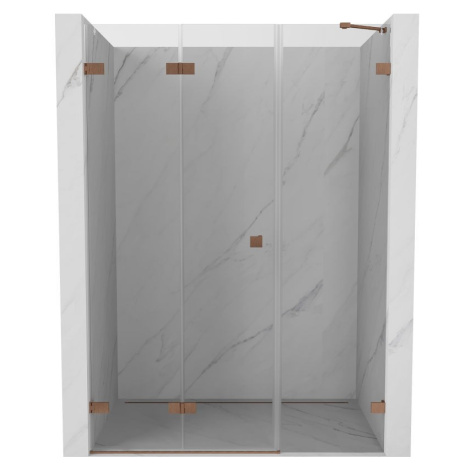 MEXEN/S Lunar-F skládací sprchové dveře levé 150, transparent, měď kartáčovaná 836S-150-050-65-0