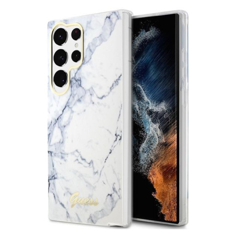 Guess GUHCS23LPCUMAH hard silikonové pouzdro Samsung Galaxy S23 ULTRA 5G white Marble