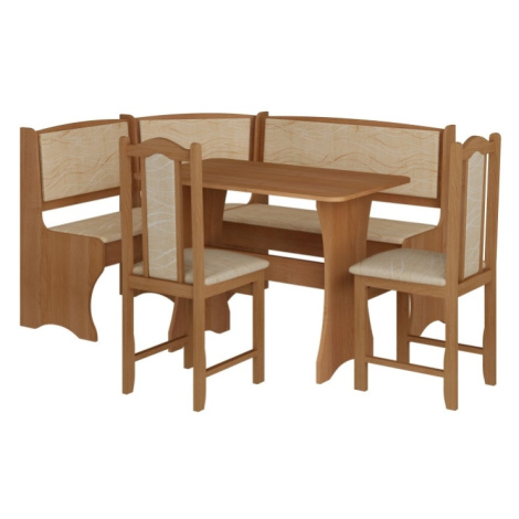 Rohový jídelní set BUREWALA typ 1 se židlemi, olše/látka monaco, 5 let záruka MORAVIA FLAT