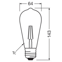 LED žárovka Vintage 1906 E27 OSRAM 2,5W (22W) teplá bílá (2400K) Retro Filament Gold Edison