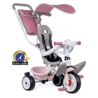 Tříkolka a kočárek v jednom s vysokou opěrkou Baby Balade Plus Tricycle Pink Smoby s brzdou a EV
