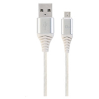 Kabel CABLEXPERT CC-USB2B-AMmBM-1M-BW2 USB 2.0 AM na MicroUSB (AM/BM), 1m, opletený, bílo-stříbr