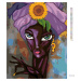 Diamantové malování - AFRICKÁ ŽENA SE SLUNEČNICÍ Rozměr: 40x50 cm, Rámování: vypnuté plátno na r