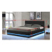 Manželská postel s bílým osvětlením birget new 180x200cm - černá