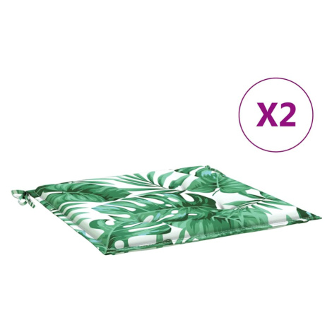 vidaXL Podušky na židli 2 ks vzor listů 50x50x3 cm textil