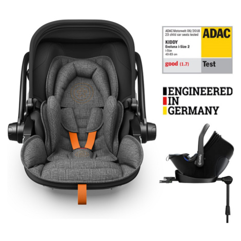 KIDDY Autosedačka Evoluna i-size 2 + Isofix základna 40-83 cm Grey Mel.-Safe Orange