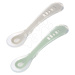 Ergonomické lžičky 2nd Age Silicone Spoons Beaba Velvet Grey & Sage Green ze silikonu k samostat