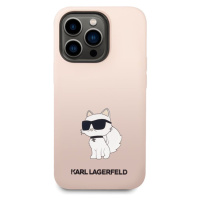 Kryt pro iPhone 14 Pro Max Karl Lagerfeld Liquid Silicone Choupette NFT - růžový