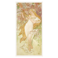 Obrazová reprodukce The Seasons: Spring (Art Nouveau Portrait) - Alphonse Mucha, (20 x 40 cm)