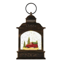 EMOS LED dekorace – vánoční lucerna s autíčkem, 21 cm, 3x AA, vnitřní, teplá bílá, časovač