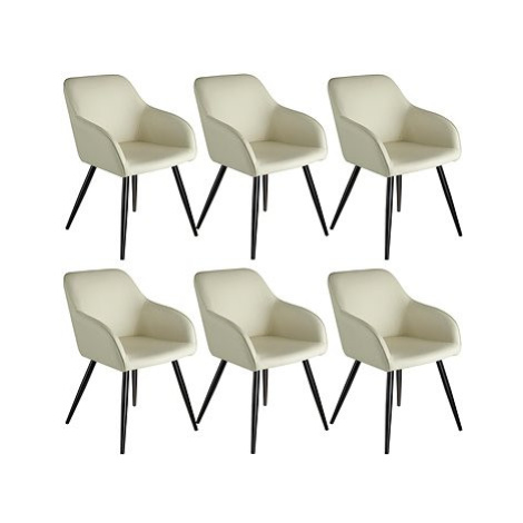 TecTake 6 Židle Marilyn Stoff - krémová/černá