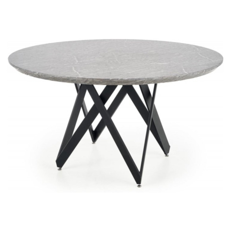 Jídelní kulatý stůl GUSTIMO –⁠ 140x77, mramor, šedý/černý
