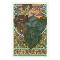 Obrazová reprodukce Lady & Bear, Alfons Mucha, 26.7 × 40 cm