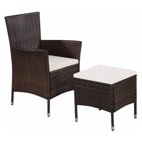 Zahradní židle s taburetem polyratan Černá,Zahradní židle s taburetem polyratan Černá vidaXL