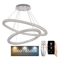 LED Stmívatelný lustr na lanku LED/160W/230V 3000-6500K stříbrná + DO