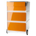 Paperflow Pojízdný kontejner easyBox®, 2 zásuvky, 2 ploché výsuvy, bílá / oranžová