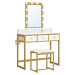 VASAGLE Toaletní stolek s osvětlením 90x40x145,5cm bílý zlatý