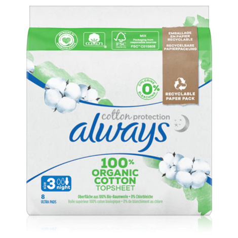 Always Cotton Protect Ultra Night vložky vel.3 8ks