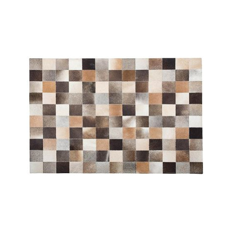 Hnědý kožený patchwork koberec 160x230 cm SOKE, 73751 BELIANI