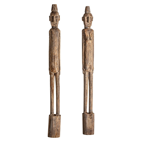 Estila Designový set vysokých figur Ipkins v etno stylu z masivního dřeva v naturálním hnědém pr