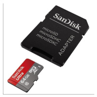 SanDisk MicroSDXC karta 64GB Ultra (80MB/s, Class 10, Android) + adaptér