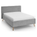 Světle šedá čalouněná dvoulůžková postel s úložným prostorem s roštem 140x200 cm Riva – Meise Mö