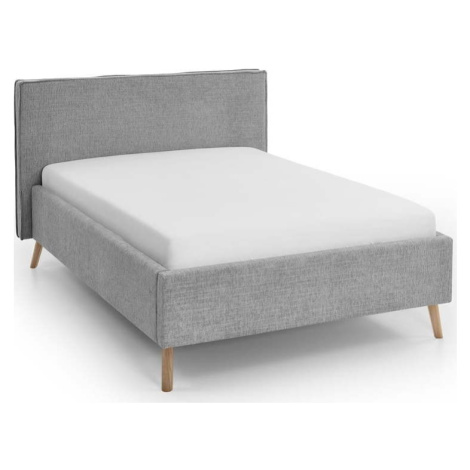 Světle šedá čalouněná dvoulůžková postel s úložným prostorem s roštem 140x200 cm Riva – Meise Mö Meise Möbel