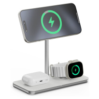 LINQ 3in1 Qi2 Wireless Charging Stand MagSafe nabíječka stříbrná/bílá